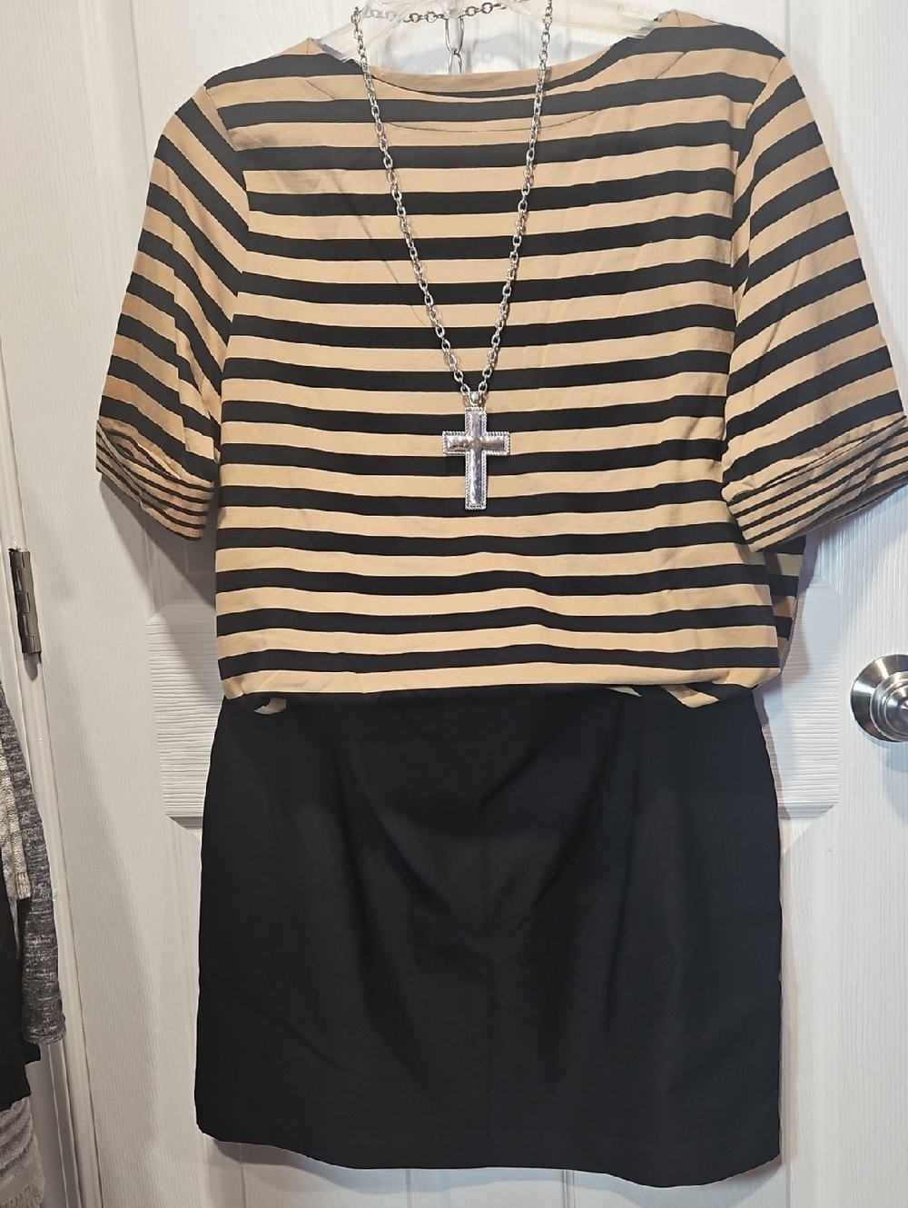 Appleseed's Black and Tan Striped Blouse